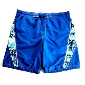 Speedo Boardshorts Large Mens Blue Floral Swim Trunks Waist to 42" Beach Pool